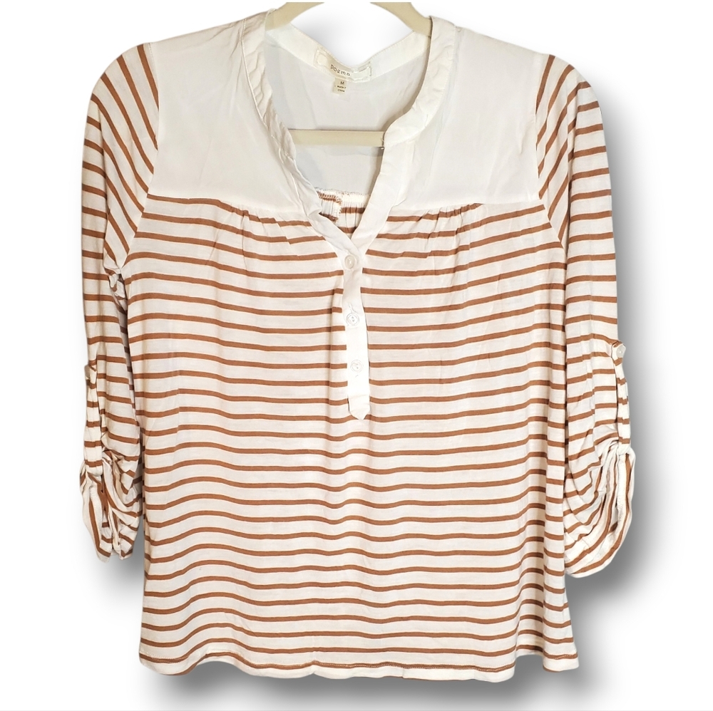 Poema Caramel Striped Top